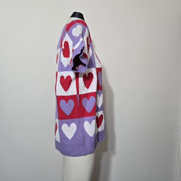Checkerboard Hearts Pullover Sweater - Picture 5 of 7